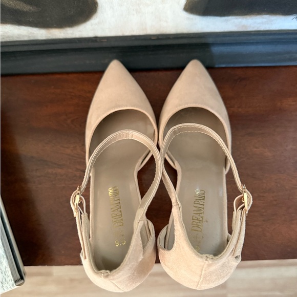 💫Dream Pairs Beige Dressy Chic Ankle Strap Block Heels - Picture 3 of 11